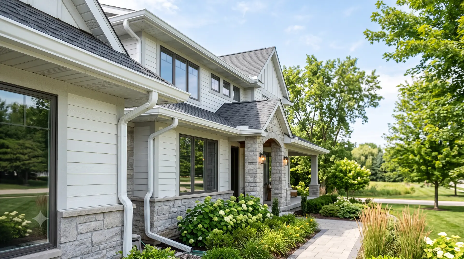 Seamless gutters installed by Rooftop Relief on a Greater Cincinnati home