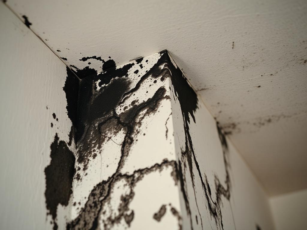 Mold growth on walls caused by ice dam moisture intrusion requiring professional remediation