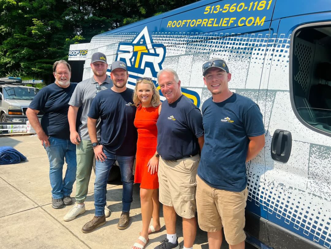 Rooftop Relief team in front of branded van in Montgomery, OH